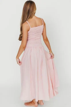 Fashion Worth Collective Kira Smocked Maxi Dress in Pink
