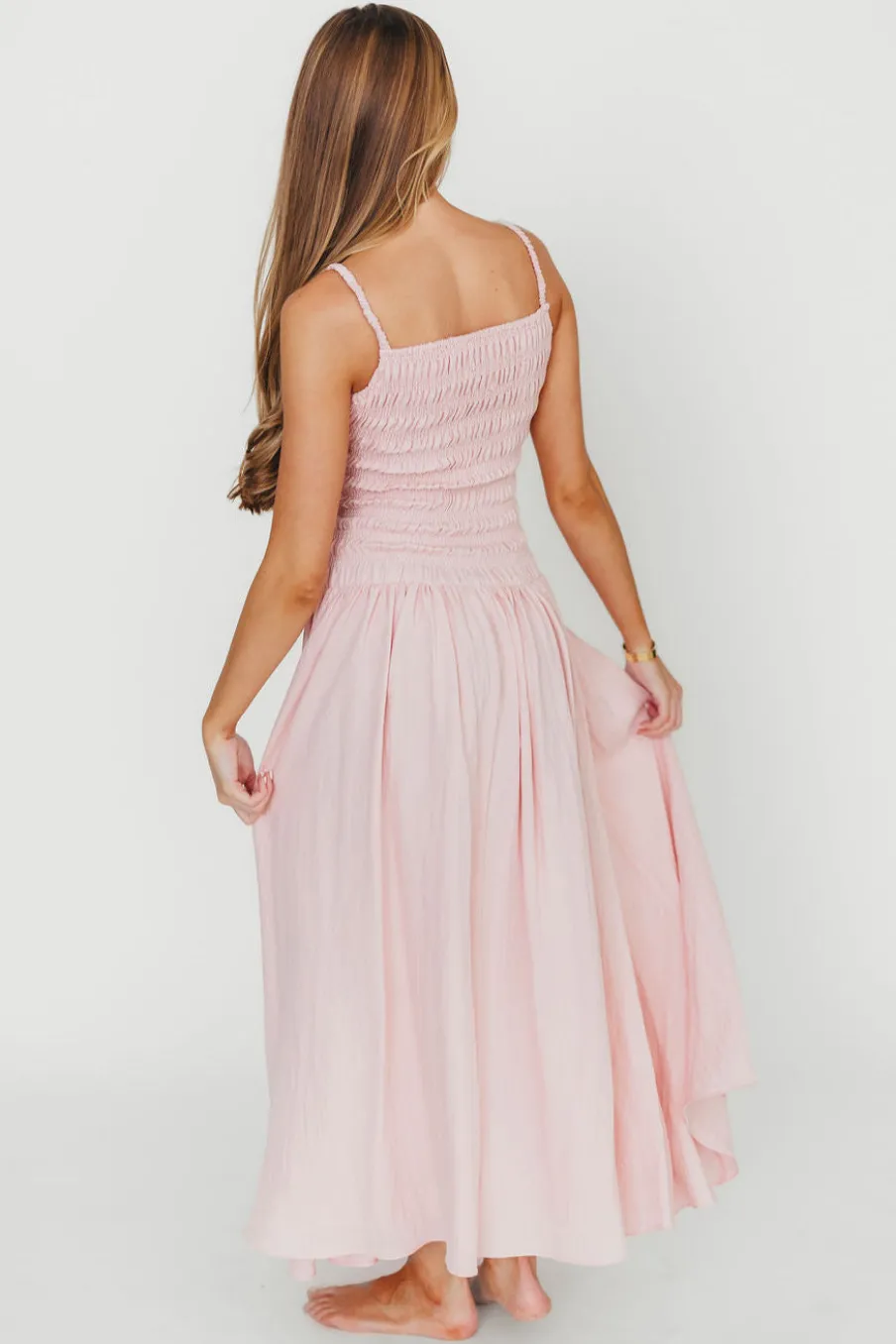 Fashion Worth Collective Kira Smocked Maxi Dress in Pink