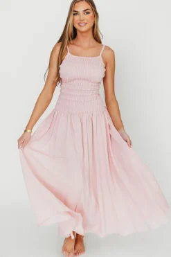 Fashion Worth Collective Kira Smocked Maxi Dress in Pink