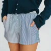 Discount Worth Collective Kya Striped Boxer Short in Ivory/Blue