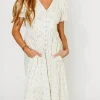 Fashion Worth Collective Kylee 100% Cotton Floral Maxi Dress in French Blue