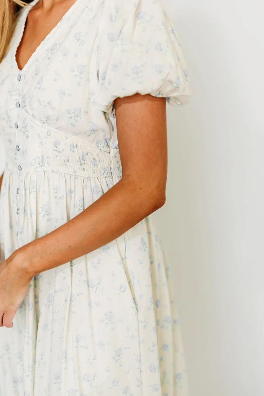 Fashion Worth Collective Kylee 100% Cotton Floral Maxi Dress in French Blue