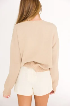 Best Worth Collective Lake Tahoe Ski Graphic Oversized Sweater in Beige