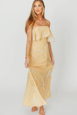 Online Worth Collective Lark Ruffle Detail Maxi Dress in Mango
