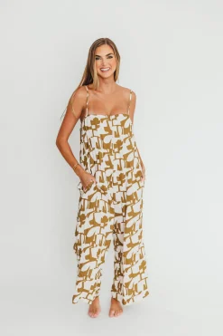Online Worth Collective Leilani Geo Print Jumpsuit in Olive