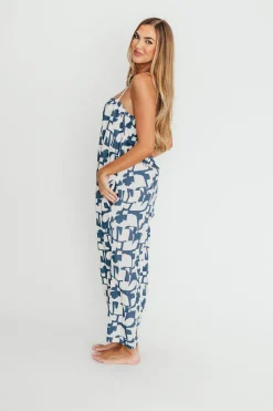 Discount Worth Collective Leilani Geo Print Jumpsuit in Blue