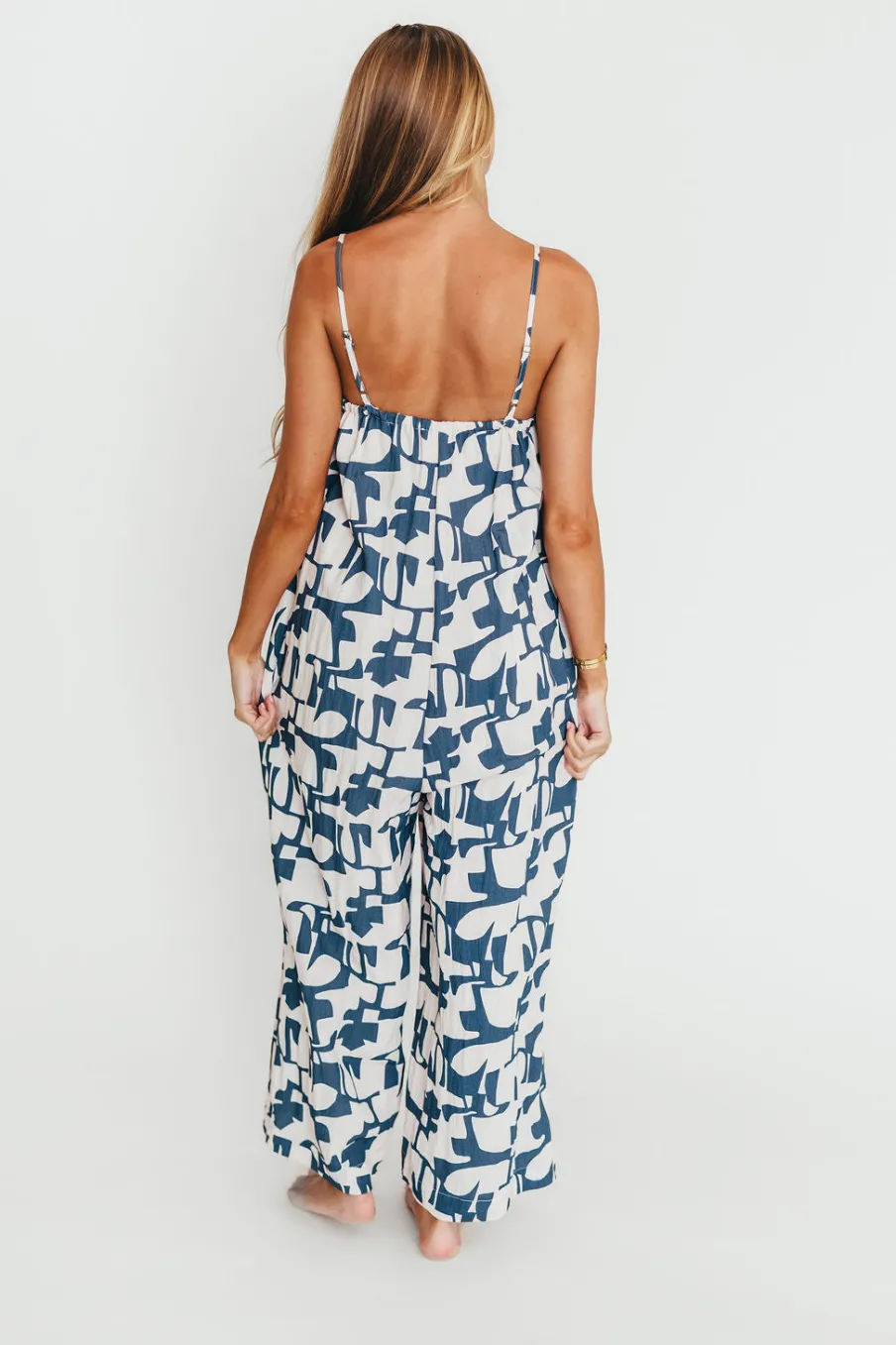 Discount Worth Collective Leilani Geo Print Jumpsuit in Blue
