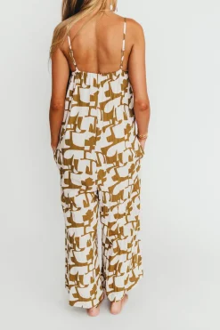 Online Worth Collective Leilani Geo Print Jumpsuit in Olive
