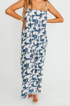 Discount Worth Collective Leilani Geo Print Jumpsuit in Blue