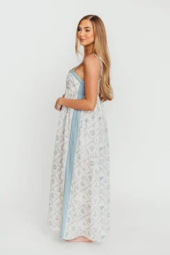 New Worth Collective Lillian Toile Maxi Dress in French Blue