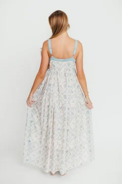 New Worth Collective Lillian Toile Maxi Dress in French Blue