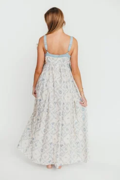 New Worth Collective Lillian Toile Maxi Dress in French Blue
