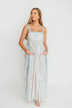 New Worth Collective Lillian Toile Maxi Dress in French Blue