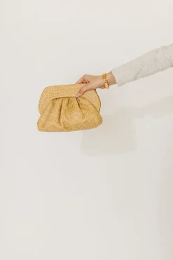Hot Worth Collective Linda Straw Frame Clutch in Natural