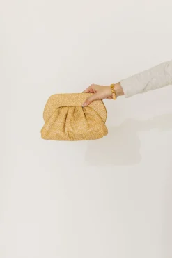 Hot Worth Collective Linda Straw Frame Clutch in Natural