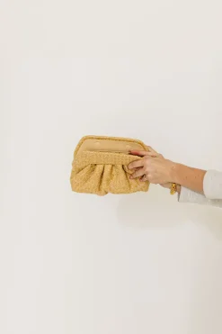 Hot Worth Collective Linda Straw Frame Clutch in Natural