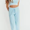 Discount Worth Collective Lindsay Cropped Top and Pants Set in Light Blue