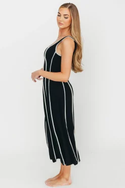 Hot Worth Collective Liza Linen-Blend Midi Dress in Black