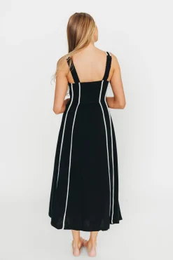 Hot Worth Collective Liza Linen-Blend Midi Dress in Black
