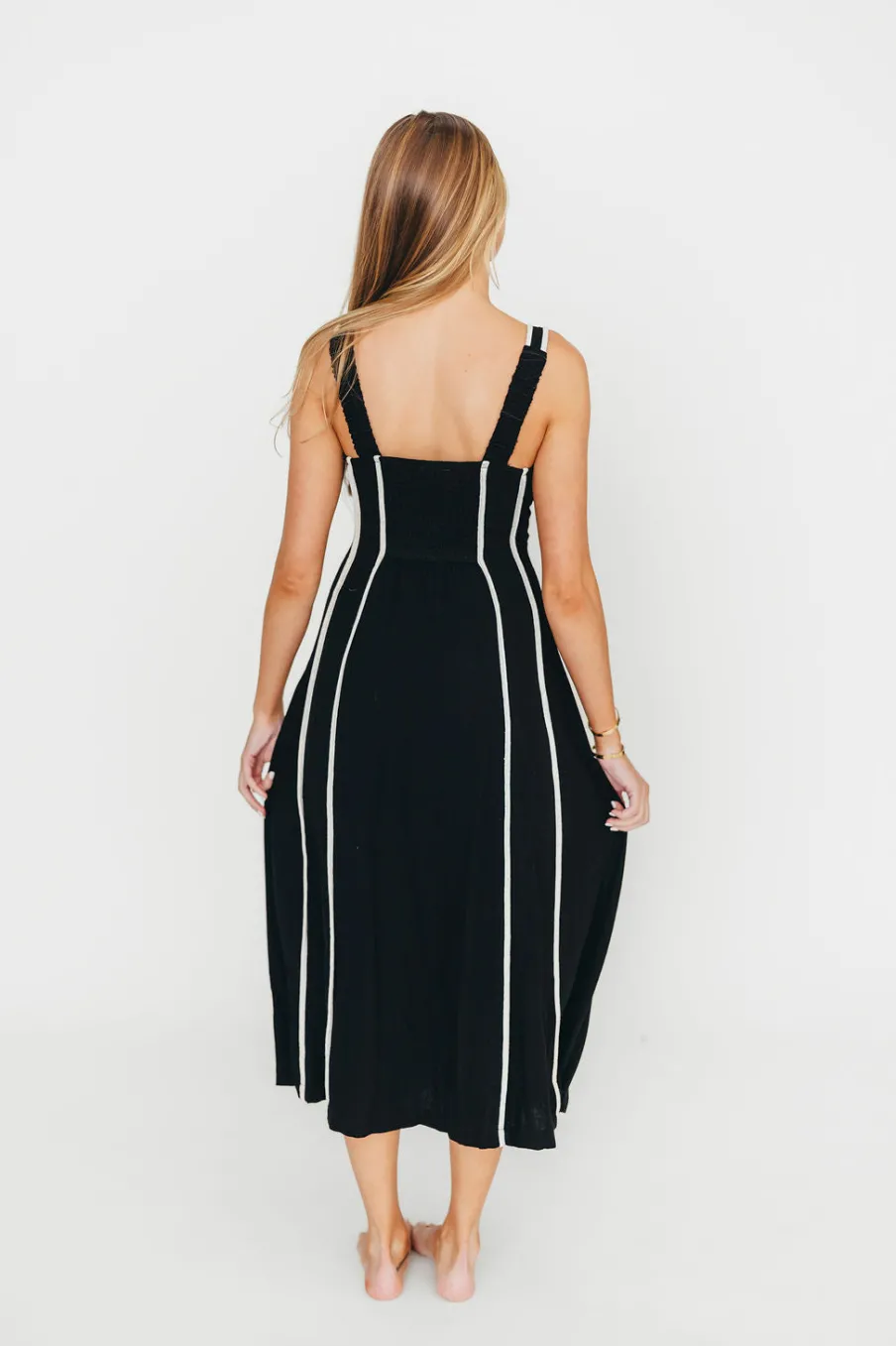 Hot Worth Collective Liza Linen-Blend Midi Dress in Black