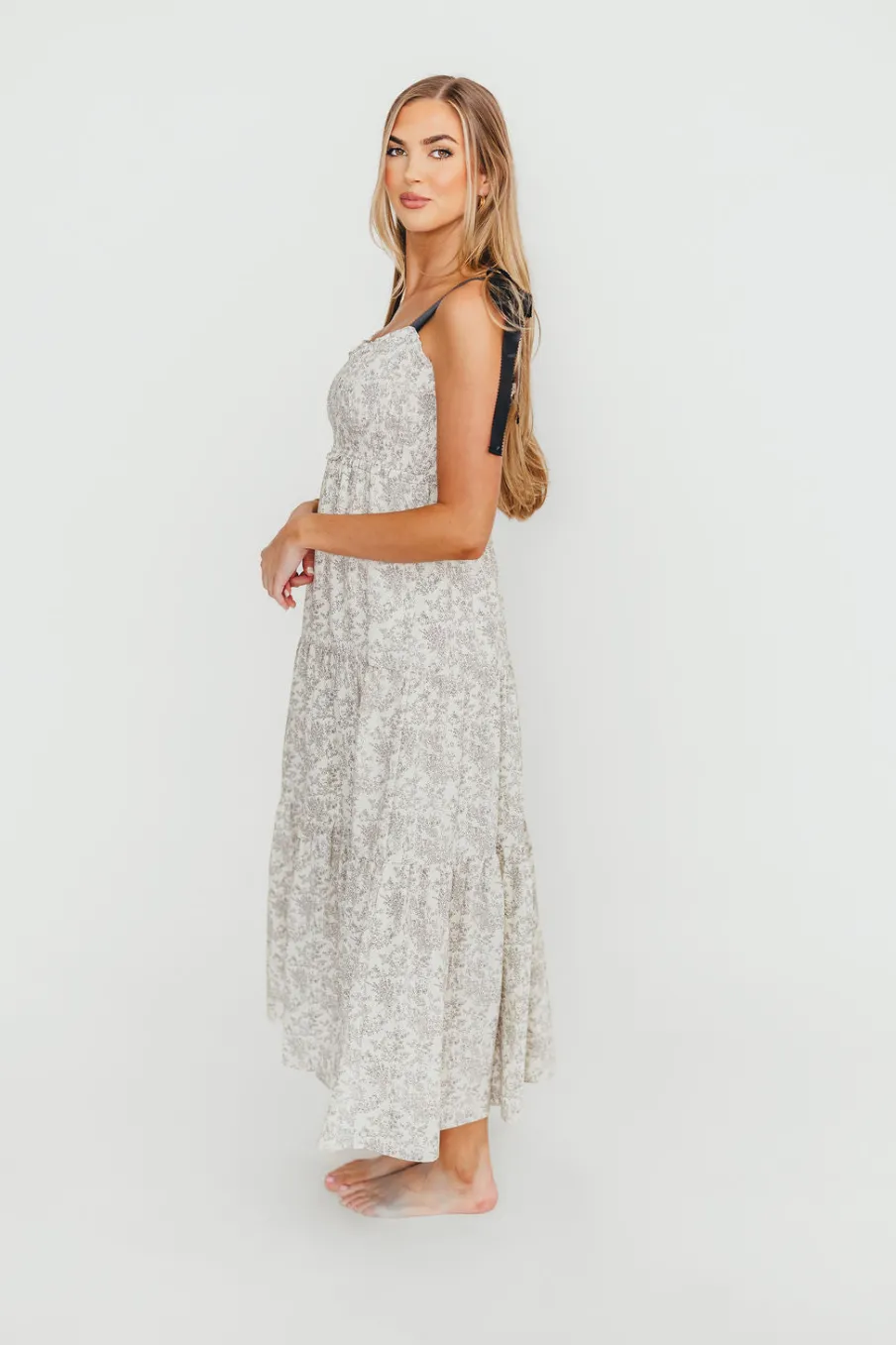 New Worth Collective Lottie Tiered Maxi Dress in Floral Black