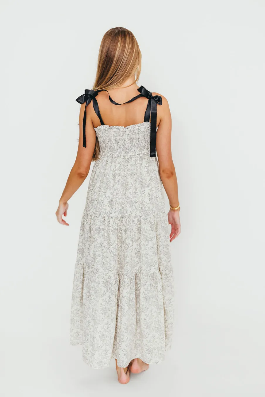 New Worth Collective Lottie Tiered Maxi Dress in Floral Black