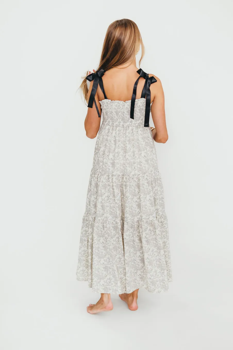 New Worth Collective Lottie Tiered Maxi Dress in Floral Black