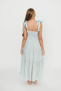 Clearance Worth Collective Lottie Tiered Maxi Dress in Blue Floral