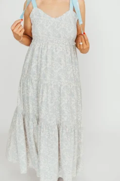 Clearance Worth Collective Lottie Tiered Maxi Dress in Blue Floral