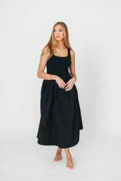 New Worth Collective Lucca Midi Dress in Black