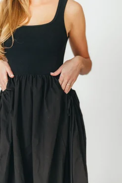 New Worth Collective Lucca Midi Dress in Black