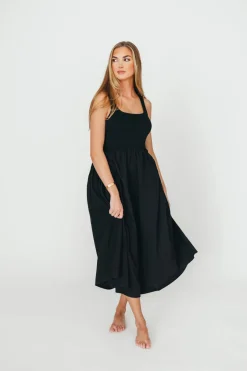New Worth Collective Lucca Midi Dress in Black