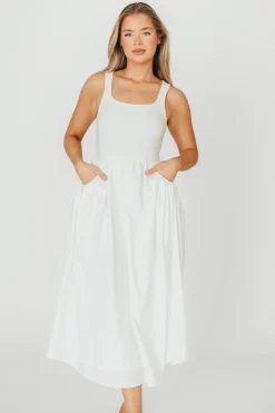 Discount Worth Collective Lucca Midi Dress in Off-White