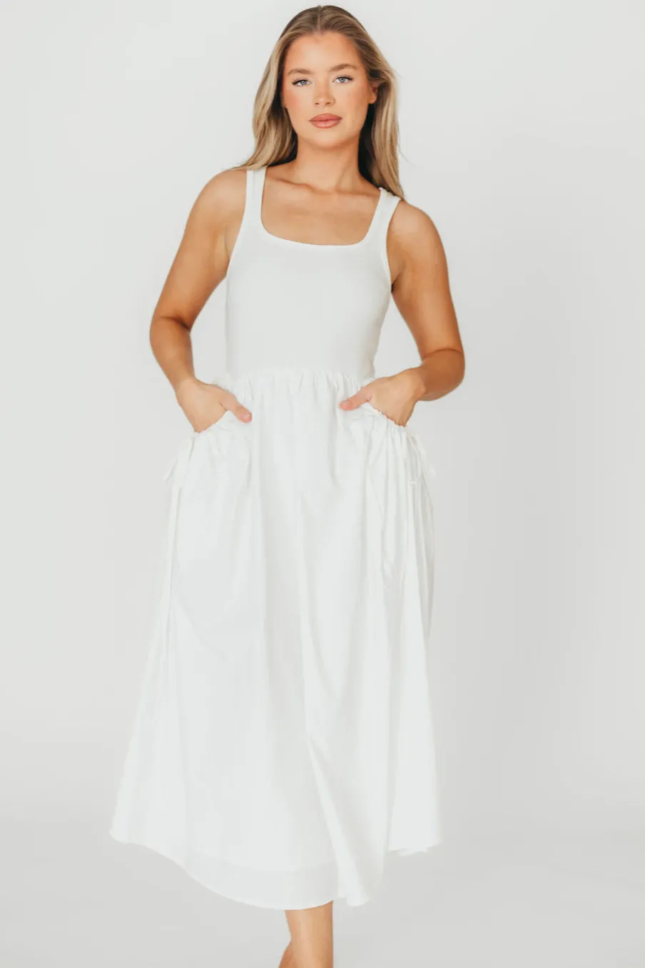 Discount Worth Collective Lucca Midi Dress in Off-White