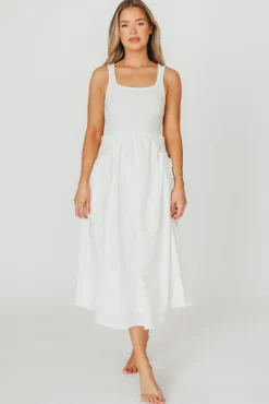 Discount Worth Collective Lucca Midi Dress in Off-White