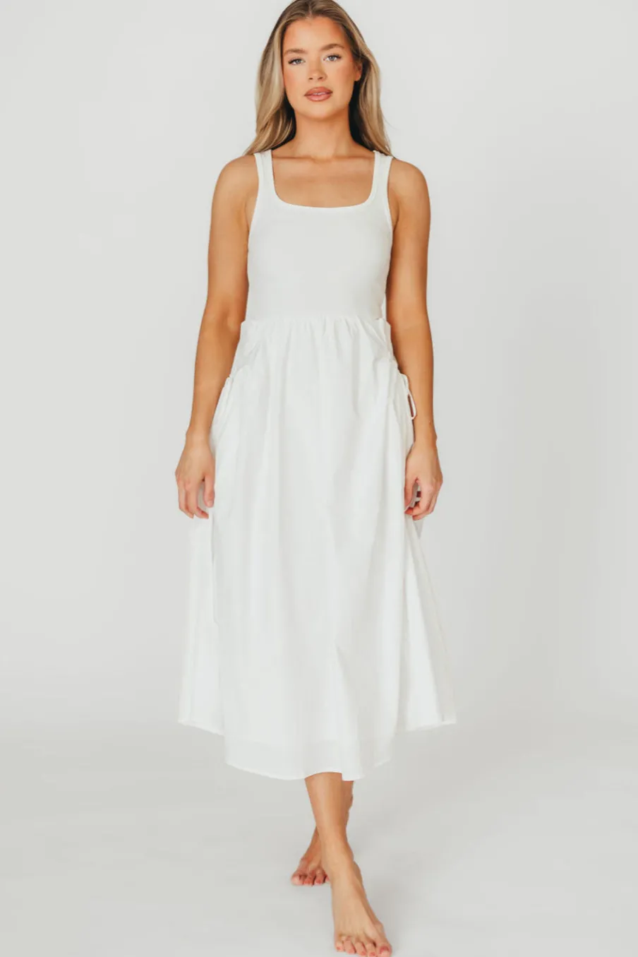 Discount Worth Collective Lucca Midi Dress in Off-White