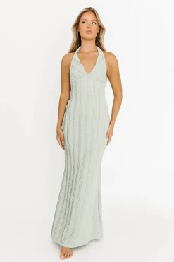 Discount Worth Collective Lydia Maxi Lace Dress in Sage