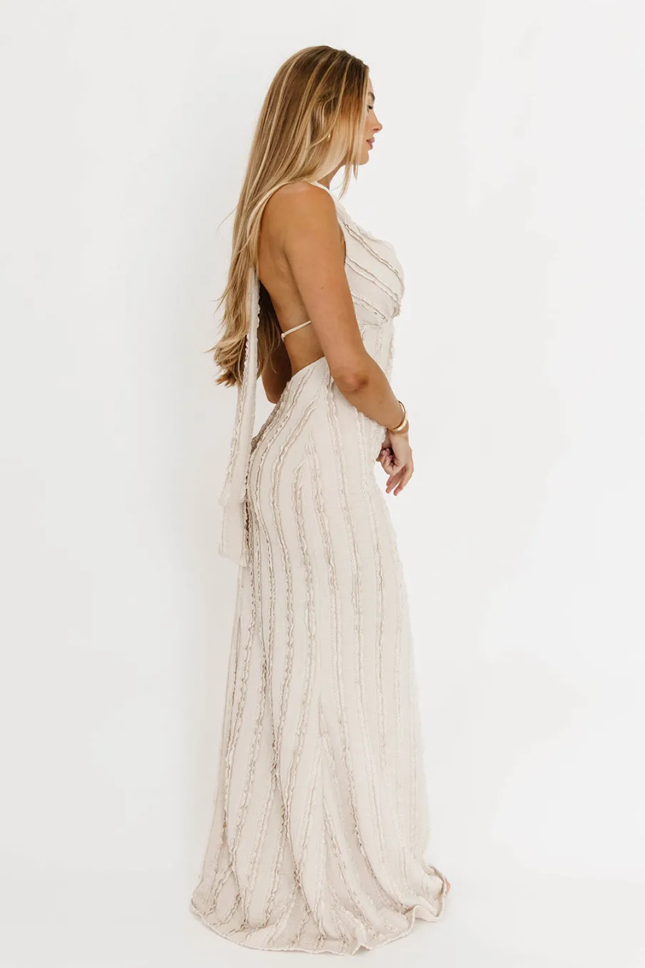 Fashion Worth Collective Lydia Maxi Lace Dress in Vanilla