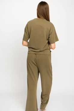 New Worth Collective Macy Loose Fit T-Shirt and Wide Leg Pant Set in Sage
