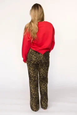 Sale Worth Collective Maggie Leopard Print Denim Pants