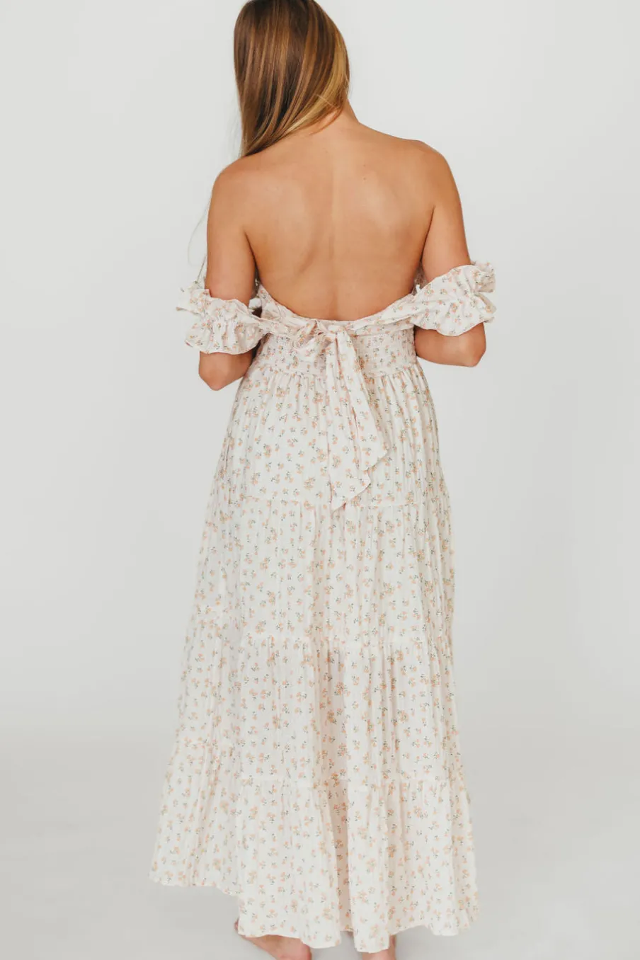 Hot Worth Collective Margot Maxi Dress in Peach Floral