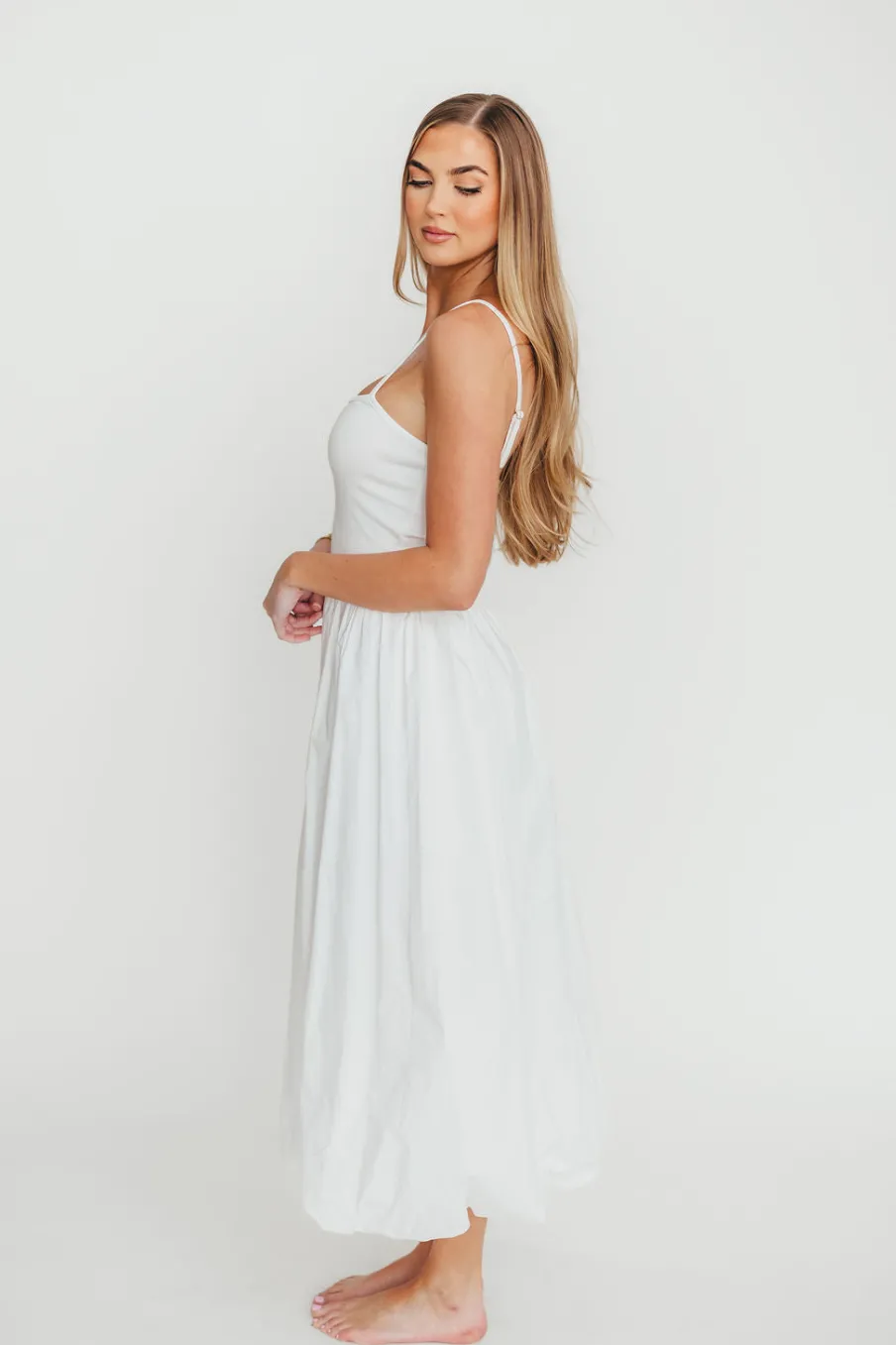 New Worth Collective Marisol Bubble Maxi Dress in Off-White