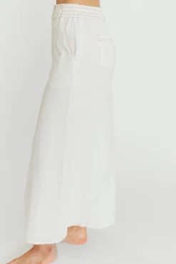 New Worth Collective Marium Washed Linen Blend Maxi Skirt in Off-White