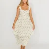 Fashion Worth Collective Marjorie Bustier Ruffle Layered Maxi Dress in Cream/Blue Floral
