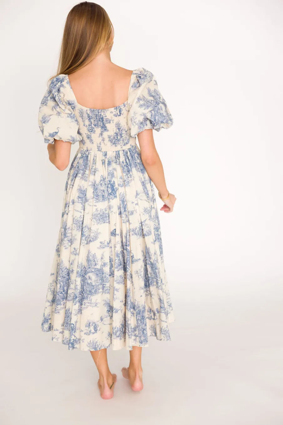 New Worth Collective Mary Elizabeth Midi Dress in Blue