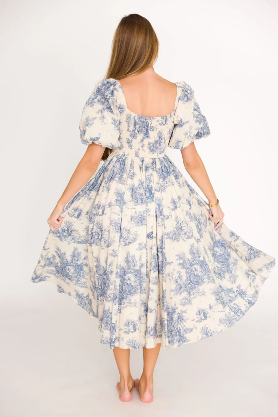 New Worth Collective Mary Elizabeth Midi Dress in Blue
