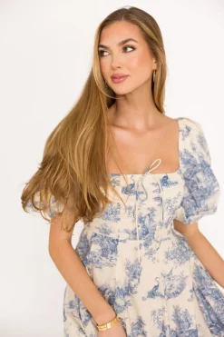 New Worth Collective Mary Elizabeth Midi Dress in Blue