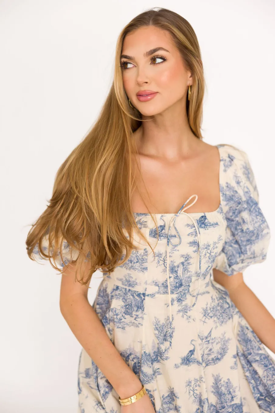 New Worth Collective Mary Elizabeth Midi Dress in Blue