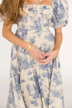 New Worth Collective Mary Elizabeth Midi Dress in Blue