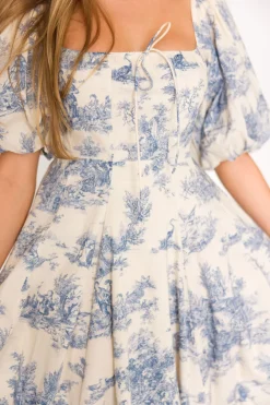 New Worth Collective Mary Elizabeth Midi Dress in Blue